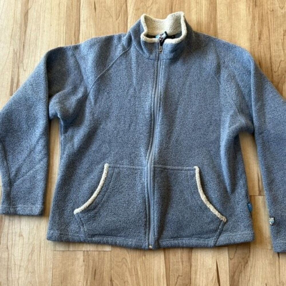 Kuhl Alfpaca Fleece Womens  Blue Full Zip Mock Neck Sweater Jacket